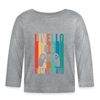 Stufe 6 6 Freigeschaltetes Geschenk - Baby Bio-Langarmshirt - Grau meliert - Vorne