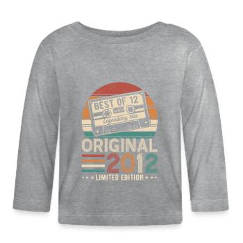 Zeitreise Geburtstag 2012 - Baby Bio-Langarmshirt - Grau meliert - Vorne