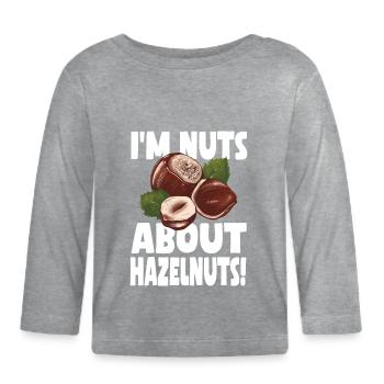 Lustiges Haselnuss Shirt - Baby Bio-Langarmshirt - Grau meliert - Vorne