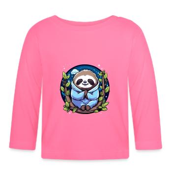 Sloth - Organic Baby Long Sleeve T-Shirt - azalea - Front