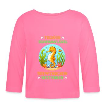 Hippocampe Natation Ailes D’eau Vacances À La Mer - T-shirt manches longues bio Bébé - rose azalée - Devant