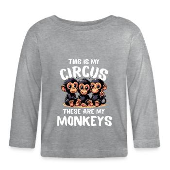 Mother's Day Monkey Chimp Mom Dad Family Funny - Organic Baby Long Sleeve T-Shirt - heather grey - Front