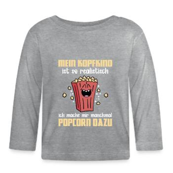 Süßes Popcorn - Kopfkino Popcorn Liebhaber - Baby Bio-Langarmshirt - Grau meliert - Vorne