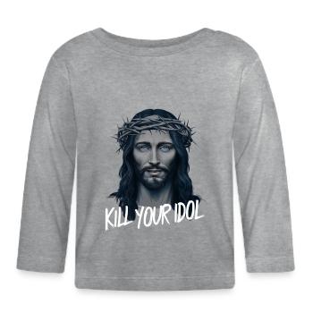 Jésus tue ton idole - T-shirt manches longues bio Bébé - gris chiné - Devant