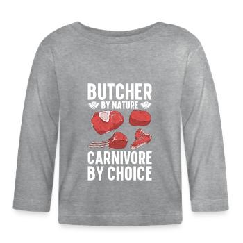 Metzger Fleischer Metzgerei Fleischerei - Baby Bio-Langarmshirt - Grau meliert - Vorne