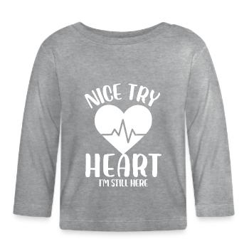 Belle tentative de cœur Je suis toujours là Cardiologique - T-shirt manches longues bio Bébé - gris chiné - Devant