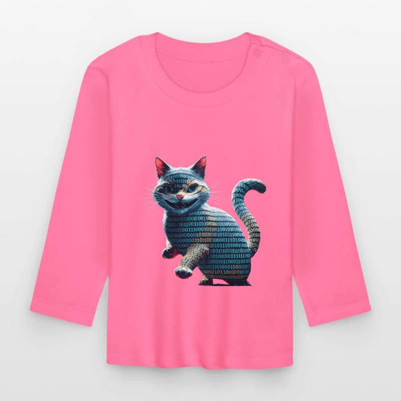 Tech cat with binary code for programmers and Organic Baby Long Sleeve T-Shirt