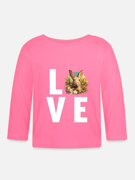 Hasen Hase - Baby Bio-Langarmshirt - Azalea