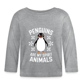 Penguin Saying Funny Penguins Gift - Organic Baby Long Sleeve T-Shirt - heather grey - Front