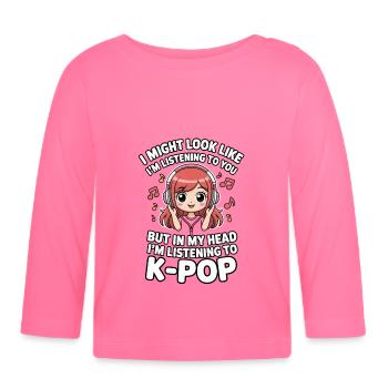 K-Pop Drôle Corée Musique Anime - T-shirt manches longues bio Bébé - rose azalée - Devant