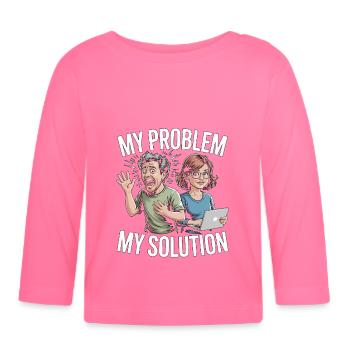 Graphiste : mon problème, ma maman pictogramme, papa. - T-shirt manches longues bio Bébé - rose azalée - Devant