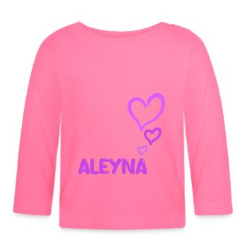 Vorname Aleyna - Baby Bio-Langarmshirt - Azalea - Vorne