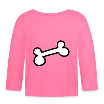 Chien dog bone Os de chien - T-shirt manches longues bio Bébé - rose azalée - Devant