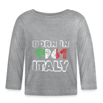 Geboren 1961 - Baby Bio-Langarmshirt - Grau meliert - Vorne