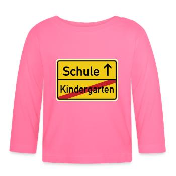 Kindergarten Schule Ortsschild - Einschulung - Baby Bio-Langarmshirt - Azalea - Vorne