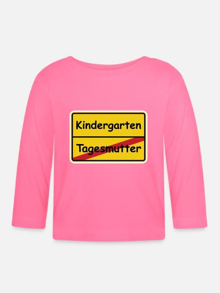 Tagesmutter Kindergarten Ortsschild comic schrift - Baby Bio-Langarmshirt - Azalea
