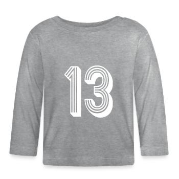 13 ans numéro maillot 13 T-shirt 13 - T-shirt manches longues bio Bébé - gris chiné - Devant