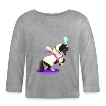 Circus Pony - Organic Baby Long Sleeve T-Shirt - heather grey - Front