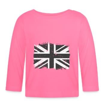 Union Jack Black White Vintage - Organic Baby Long Sleeve T-Shirt - azalea - Front
