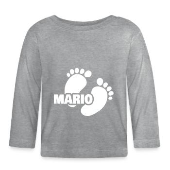 Naissance de Mario - T-shirt manches longues bio Bébé - gris chiné - Devant