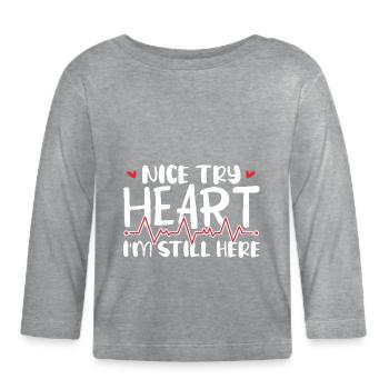 Belle tentative de cœur Je suis toujours là Cardiologique - T-shirt manches longues bio Bébé - gris chiné - Devant