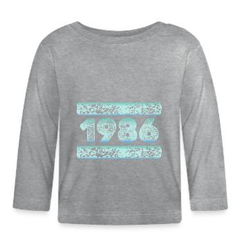 1986 - T-shirt manches longues bio Bébé - gris chiné - Devant