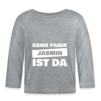 Vorname Jasmin - Baby Bio-Langarmshirt - Grau meliert - Vorne