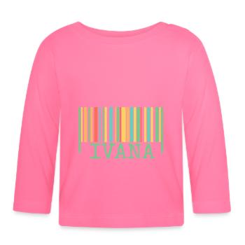 Prénom Ivana - T-shirt manches longues bio Bébé - rose azalée - Devant