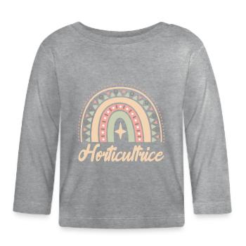 Cadeau Horticultrice. Boho Rainbow horticultrice. - T-shirt manches longues bio Bébé - gris chiné - Devant