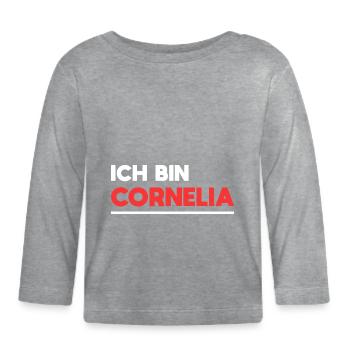 Cornelia Name Spruch für stolze Cornelias - Baby Bio-Langarmshirt - Grau meliert - Vorne