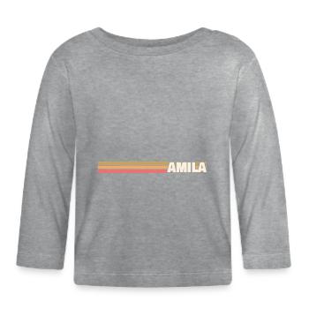 Geschenk für Amila - Baby Bio-Langarmshirt - Grau meliert - Vorne