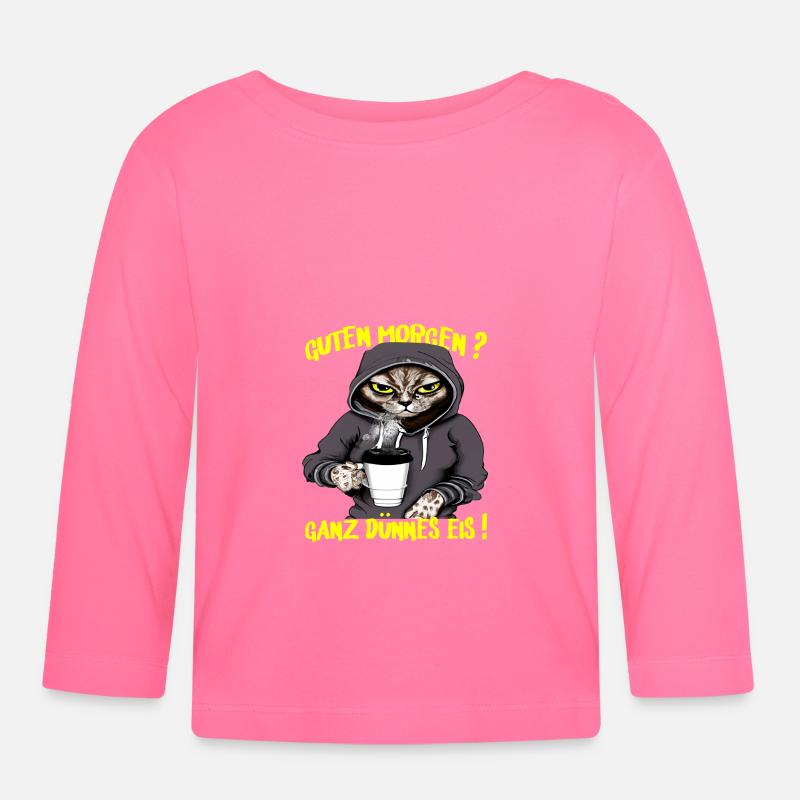 Ganz Dünnes Eis Morgenmuffel Katze Kaffee - Baby Bio-Langarmshirt - Azalea