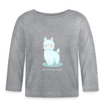 No Problama – Funny Llama Design - Organic Baby Long Sleeve T-Shirt - heather grey - Front