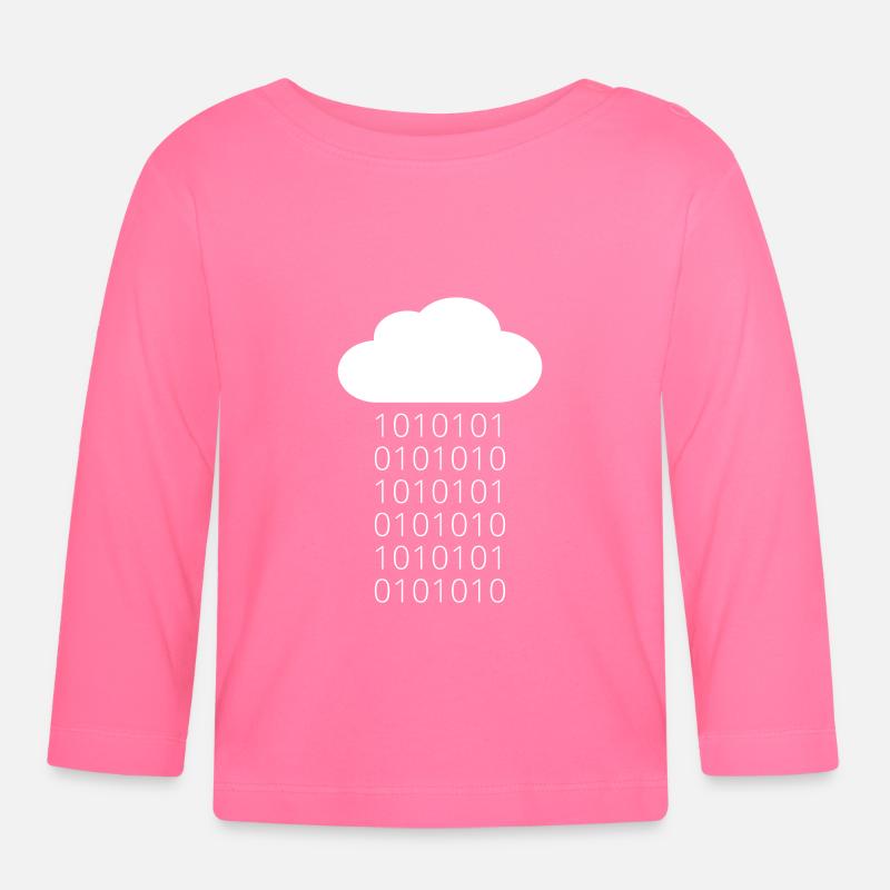 Cloud Data Rain Binary - Baby Bio-Langarmshirt - Azalea