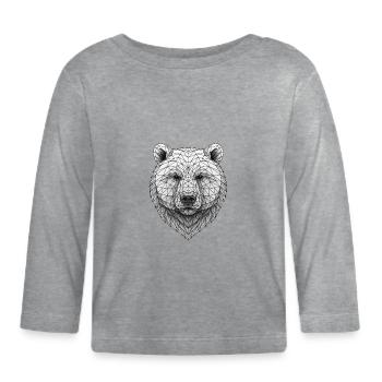 Polygon Bear Face Facet Art Black - Organic Baby Long Sleeve T-Shirt - heather grey - Front