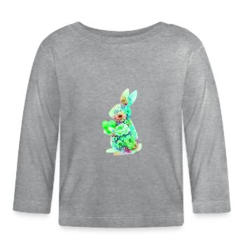 Bunny Heart Cute - Organic Baby Long Sleeve T-Shirt - heather grey - Front