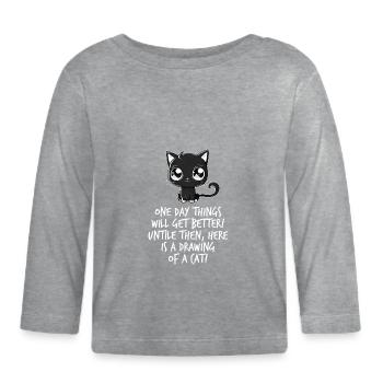Schwarze Katze Spruch Kinder Comic Katzen Fan - Baby Bio-Langarmshirt - Grau meliert - Vorne