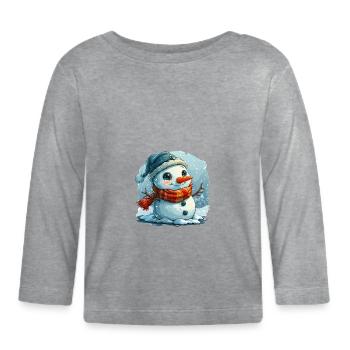 Snowman for children - Organic Baby Long Sleeve T-Shirt - heather grey - Front