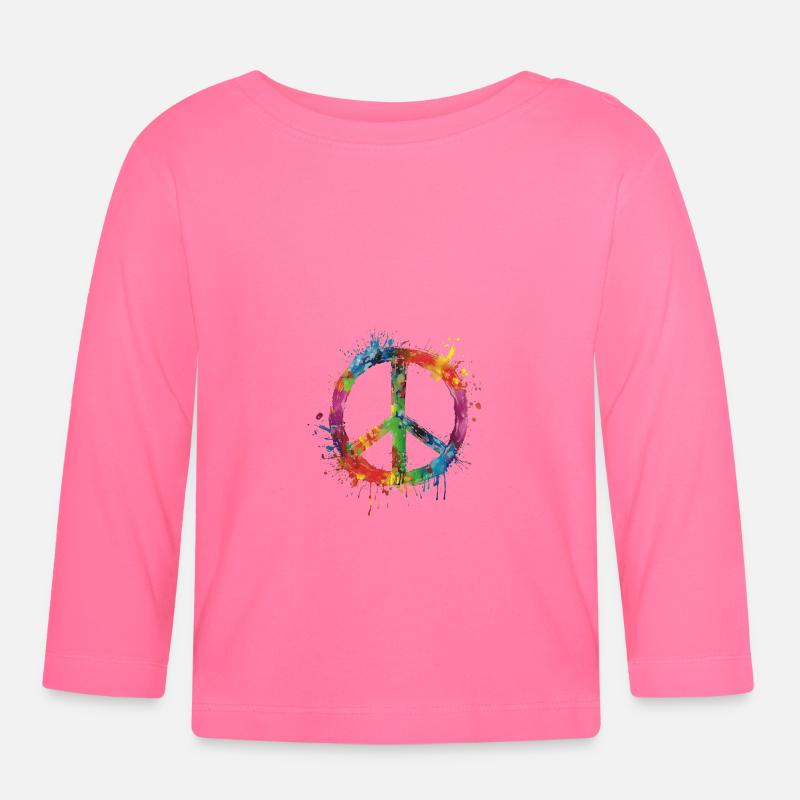 Colorful Pride Peace Vibrant Expression - Baby Bio-Langarmshirt - Azalea