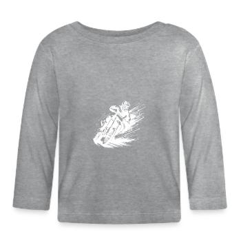 Speedy motocross rider with mud spraying power - Organic Baby Long Sleeve T-Shirt - heather grey - Front