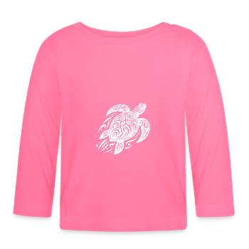 Une puissante tortue du Pacifique rencontre une créature tribale - T-shirt manches longues bio Bébé - rose azalée - Devant