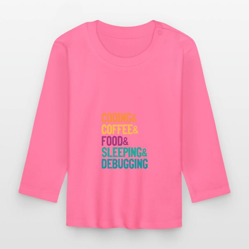 Coding Coffee Food Sleeping Debbuging Programmer C Baby Bio-Langarmshirt