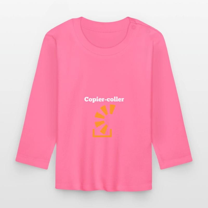 Copier Coller Programmer Software Developer Nerd G Baby Bio-Langarmshirt