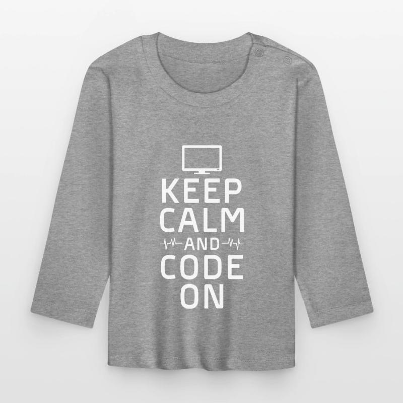 keep calm and code on Design for a coding Baby Bio-Langarmshirt