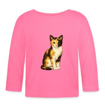 Emmi Polygon Chat Mignonnerie Géométrique - T-shirt manches longues bio Bébé - rose azalée - Devant
