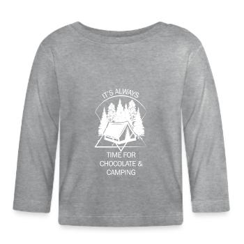 Tente Camping Camper Scout Bivouac - T-shirt manches longues bio Bébé - gris chiné - Devant