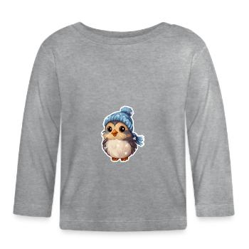 Oiseau d’hiver - T-shirt manches longues bio Bébé - gris chiné - Devant
