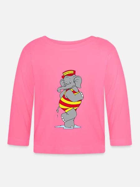 Benjamin Blümchen als Bademeister - Baby Bio-Langarmshirt - Azalea