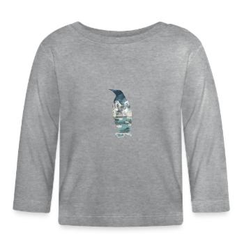 Double exposition Animaux Pingouin - Idée cadeau - T-shirt manches longues bio Bébé - gris chiné - Devant