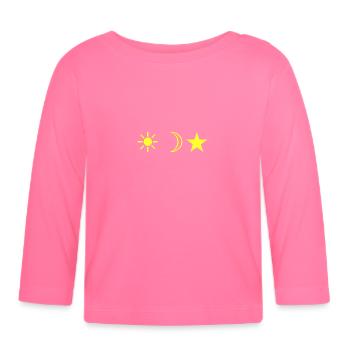 Sun moon and stars yellow - Organic Baby Long Sleeve T-Shirt - azalea - Front